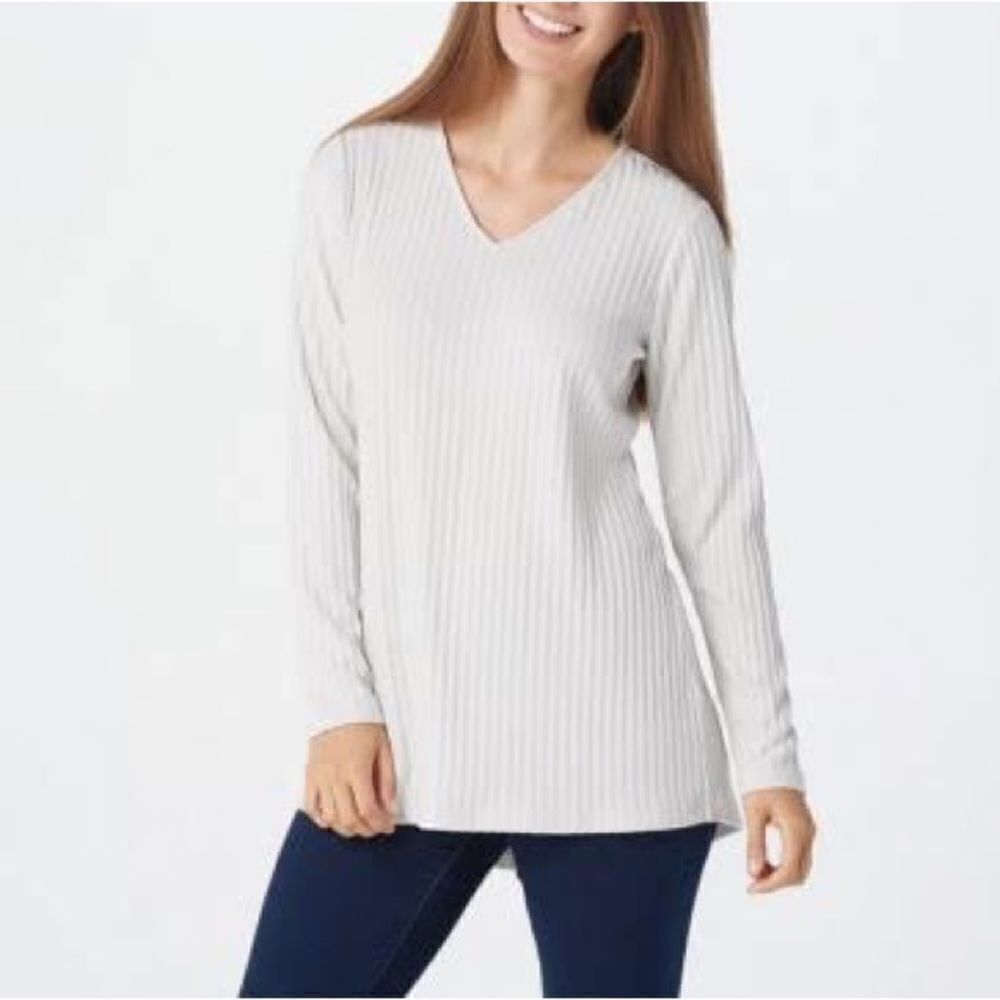 Susan Graver Hi-Low Hem Ribbed Sweater Knit Tunic